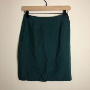 Silk High Waist Vintage Green Mini Skirt